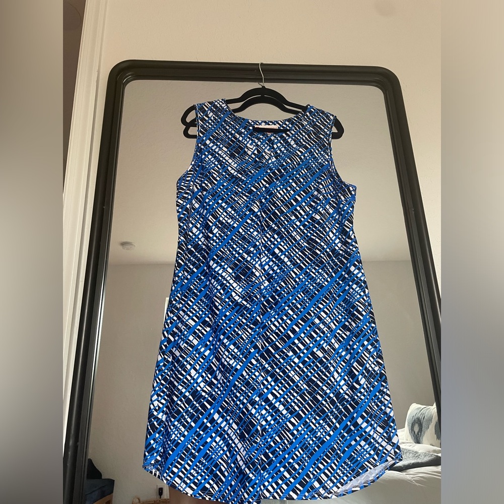 Jude Connaly Shift Dress-signature Jude Cloth fabric. EasyCare, EasyWear fabric.